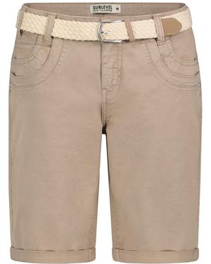 Sublevel Bermudas Sommer Stoffhose kurz buntem Flechtgürte Sommerhose - Natur