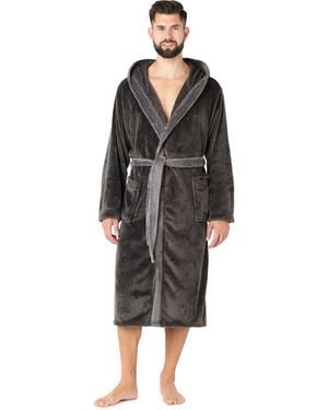 Ladeheid Bademantel Herren Bademantel Lang Mit Gürtel La40-221, Lang, Polyester, Taschen - Schwarz