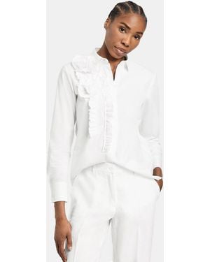 Gerry Weber Langarmbluse Bluse mit 3D Blumen - Weiß
