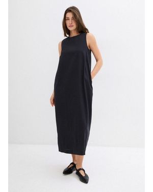 bonprix Midikleid Ärmelloses Design, Oversize-Passform, Runder Ausschnitt - Blau
