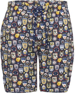 A fish named fred Pyjamashorts (1-tlg) Baumwolle Modisches Design - Blau