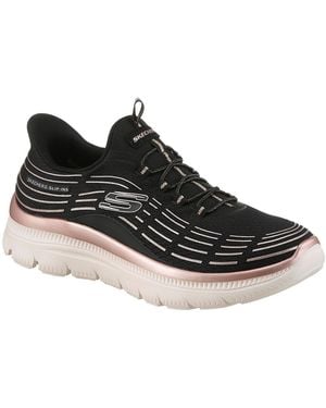 Skechers Summits Plus-Soft Luster Slip-On Sneaker Freizeitschuh, Schlupfschuh - Schwarz