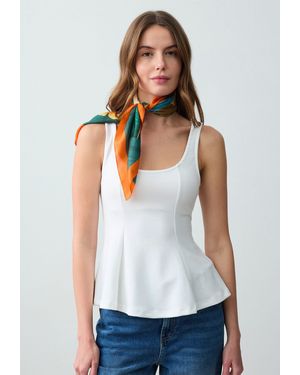 Jimmy Key Blusentop Slim Fit U-hals mouwloos modal gebreid tanktopje - Weiß
