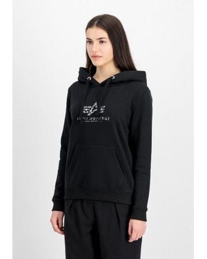 Alpha Industries Kapuzensweatshirt Basic Hoodie Bl Mirror Leo W - Schwarz