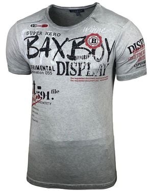 Baxboy T-Shirt Moderner Männer Kurzarm Verwaschen Used Look Tshirt B-147 - Grau