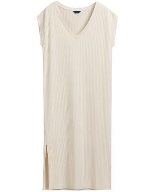 GANT Geripptes Midikleid - Natur