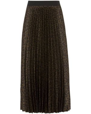 Hallhuber Plisseerock Wadenlanger Plisseerock Aus Leichtem Satin Mit Leoprint - Schwarz