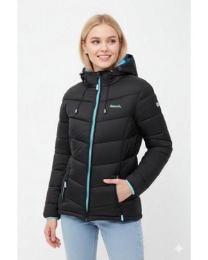 Bench Steppjacke Jiyra Leichte, Taillierte Übergangsjacke Mit Breiter Steppung Und Kapuze - Schwarz