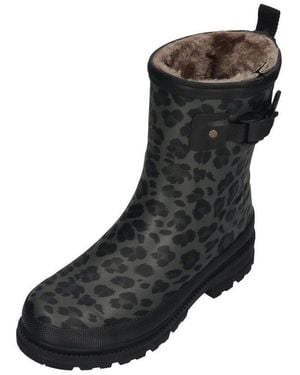 Verbenas Lina Fur Smooth Animal Gummistiefel Leo - Schwarz
