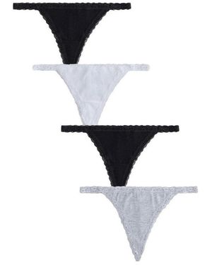 Next G-String 4Er-Pack Baumwollslips Mit Spitze, G-String (4-St) - Schwarz
