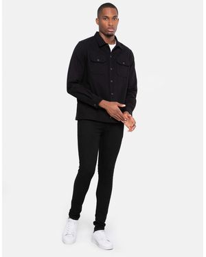 Threadbare Langarmhemd Perrin im klassischen Design - Schwarz