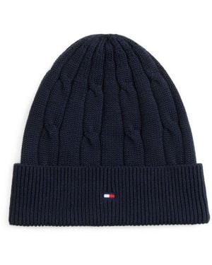 Tommy Hilfiger Beanie Essential Cable Beanie Regular Fit Mit Markenlogo - Blau