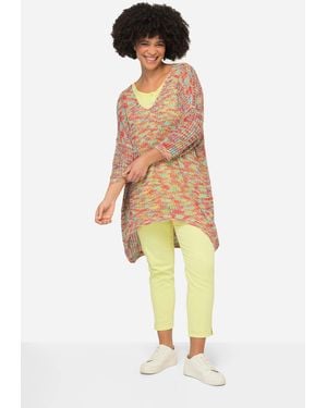 Angel of Style Strickpullover Pullover oversized Lochstrick V-Ausschnitt - Weiß