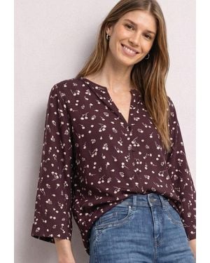 Street One Druckbluse 3/4-Tunika-Bluse Mit Splitneck Und Allover-Print - Rot