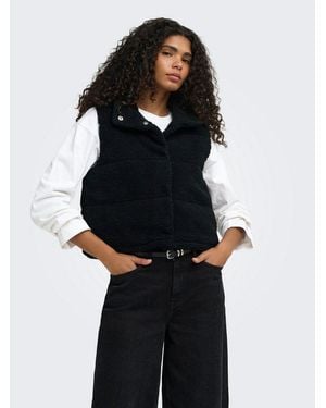 ONLY Plüschweste Onlsandra Teddy Waistcoat Life Otw Noos Kunstfaser - Schwarz