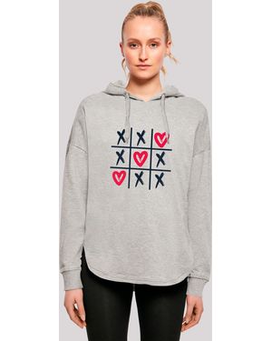 F4NT4STIC Kapuzenpullover Valentinstag Herz Tic Tac Toe Premium Qualität - Weiß
