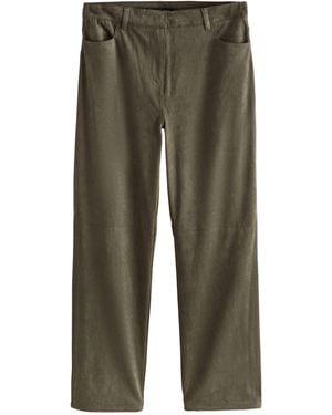 Next Lederhose Straight Fit Hose aus Velours-Kunstleder (1-tlg) - Grün