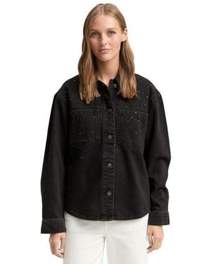 Tom Tailor Jeansjacke Mit Strasssteinen - Schwarz