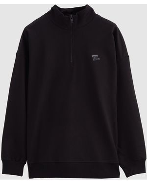 D'S Damat Longsweatshirt Twn-Sweatshirt mit entspannter Passform und schlichtem Schnitt - Schwarz