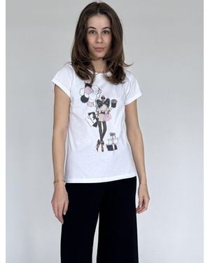 Zuckerwatte Kurzarmshirt mit Rundhalsausschnitt aus 100% Baumwolle - Weiß