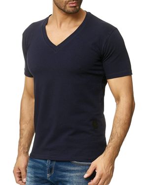 OneRedox T- 1308C (Shirt Polo Kurzarmshirt Tee, 1-tlg) Fitness Freizeit Casual - Blau