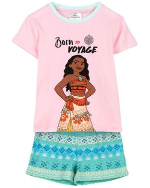 Disney Pyjama Moana Schlafanzug Kinder T-Shirt & Short aus 100 % Baumwolle - Pink