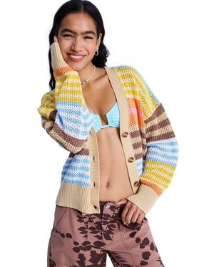 Roxy Fleecepullover Cosmic Coast Stripes - Blau