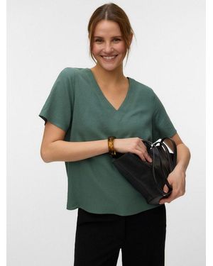 Vero Moda Blusenshirt Vmmymilo S/S V-Neck Top Wvn Ga Mit Klassischem Schnitt - Grün