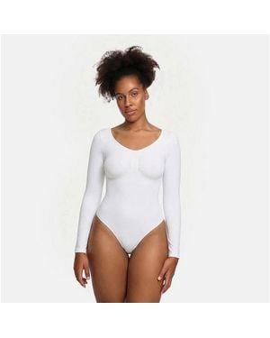 cfab Shaping-Body Bodysuit Sculpting Shapewear Longsleeve Mit Slip - Schwarz