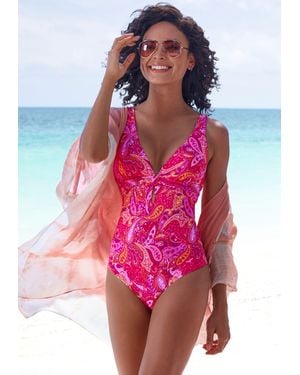 vivance active Badeanzug Pretty mit V-Ausschnitt und modischem Paisleymuster - Pink