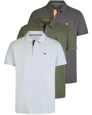 Tom Tailor Poloshirt 3er-Set Regular Fit (Vorteilspack, 3-tlg) aus 100% Baumwolle - Grau