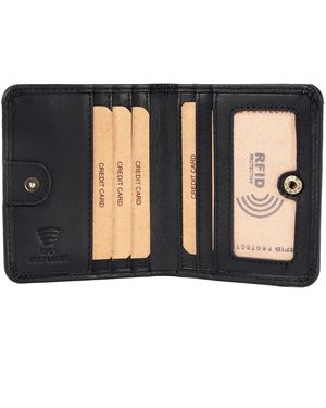 Benthill Geldbörse Klein Echtleder Mini Portemonnaie Minibörse RFID Slim - Schwarz