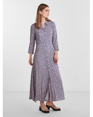 Y.A.S Hemdblusenkleid YASSAVANNA LONG SHIRT DRESS mit 3/4 Ärmel - Lila