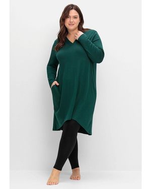Sheego Sweatkleid Große Größen in A-Linie und Vokuhila-Schnitt - Grün