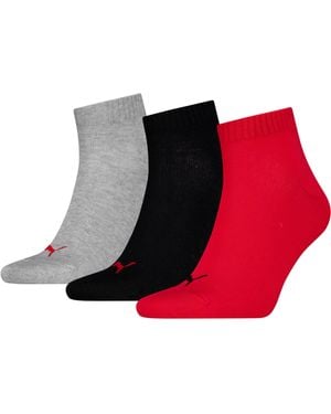 PUMA Kurzsocken UNISEX QUARTER PLAIN 3P - Rot