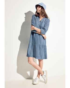 Cecil Kurzarmshirt Lyocell Print Kleid - Blau