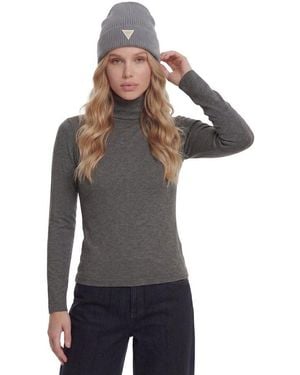 Guess Longsleeve Ls Licia Turtle Neck Top Mit Rollkragen, Viskosemix - Grau