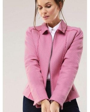 Walbusch Blusenblazer Damen Boucleblazer Mit Fransenkante Rundhals, Modisch - Pink