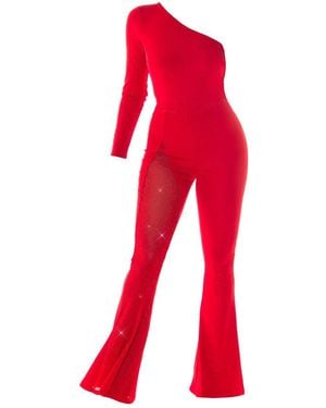 Koucla Overall one shoulder, mit Glitzer - Rot