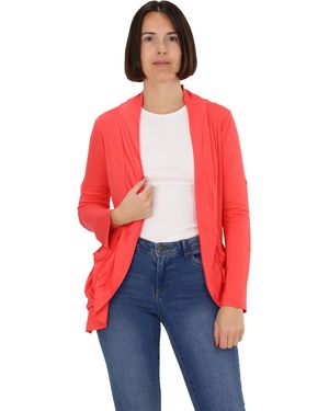 malito more than fashion Cardigan 728 elastische Shirtjacke mit krempelbaren Ärmeln - Rot