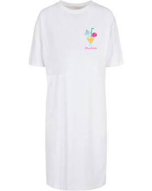 Merchcode Shirtkleid Ladies Pina Colada Oversized Slit Tee Dress (1-tlg) - Weiß