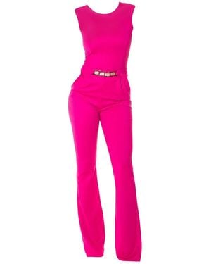 Koucla Jumpsuit eleganter Overall mit Schnalle und Schlag, ärmellos - Pink