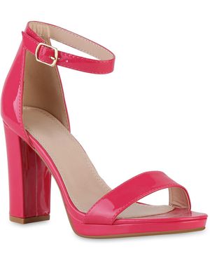 VAN HILL 21621736 KY M-586 Fuchsia 36 Sandalette Klassische Sandaletten Blockabsatz Lack Absatz - Pink
