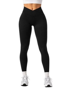Smilodox Leggings Silvia, High Waist Sporthose Blickdicht Yogahose Booty Scrunch Leggings Damen Seamless Label Fitness - Schwarz