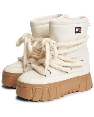 Tommy Hilfiger Tjw Platform Nylon Snowboot Wl Snowboots Plateau, Schnürboots Mit Aufgesetzer Schnürung - Natur