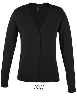 Sol's Golden Women V-Neck Knitted Cardigan - Schwarz