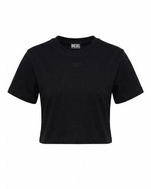 DIESEL Rundhalsshirt Cropped Top - Schwarz
