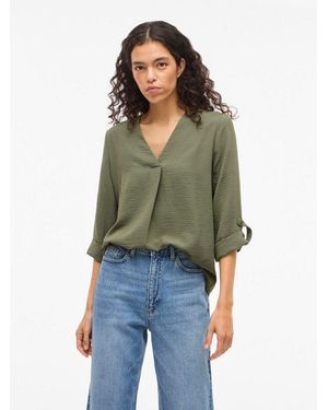 Vila Blusenshirt Vijosa 3/4 V-Neck Top - Grün