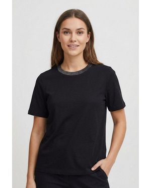 Pieces Kurzarmshirt Pcria Ss Lurex Neck Tee Jrs Noos Bc Mit Glitzerdetail - Schwarz