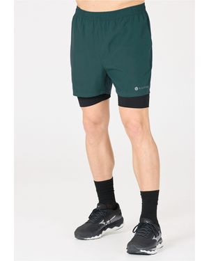 Virtus Shorts Zayne mit 4-Wege-Stretch und Innenhose - Grün